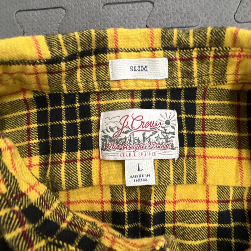 (3) J. Crew Mens Mid-Weight Flannel Shirt Plaid Button Down Slim Fit Large Chrty - Picture 13 of 16